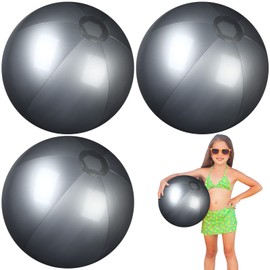 kymqlyw 4 Pcs 12 Inch Solid Silver Beach Balls Inflatable Beach Balls Bulk Large Blow up Pool Game Toys for for Summer Beach, Pool and Summer Birthday Party Supplies (Silver)