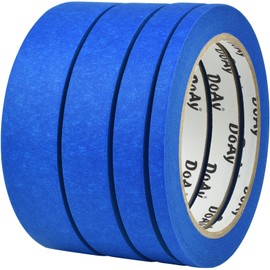 DOAY 4 Pack Blue Painters Tape - Masking Tape 0.25", 0.50", 0.75", 1" Wide - Multi-Surface, Smart Adhesion, Multi-Size Pack - 360FT Total - Paint Tape for DIY, Labeling, Art, Car (#3910)