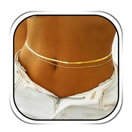 Handcess Boho Belly Chain Multilayer Gold Bikini Belly Chain Beach Body Chain for Women and Girls