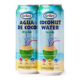 Grace Coconut Water No Pulp 500ml - 2 Pack - Natural Coconut Water Low Sodium - Gluten Free - No Cholesterol - Agua de Coco