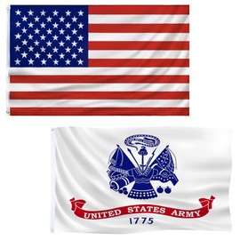 Set of 2 US Military Flag 3x5 outdoor, American United States Military Flags & USA Banner for Outdoor Indoor Garage Room Wall (Army)