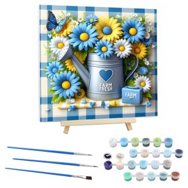 EOBROMD Paint by Numbers Adults with Frame Flower, Butterfly Painting by Numbers with Wrinkle-Free Canvas and Wooden Easel, DIY Hand Painted Oil Painting Kit for Beginners as a Gift 30 x 30 cm