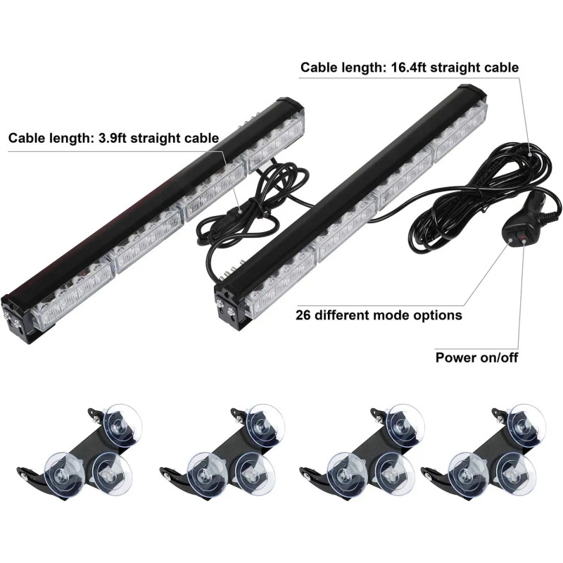 16.8-Inch Traffic Advisor Strobe Light Bar with 32LED 26 Flash