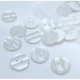 MajorCrafts® 50pcs 15mm White Pearlescent 2 Holes Round Resin Sewing Buttons