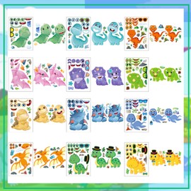 24 Sheets Make Your Own Dinosaur Stickers for Kids, Dino Dinosaur Party Favors, Birthday Gifts, Classroom Rewards, Crafts for Boys and Girls