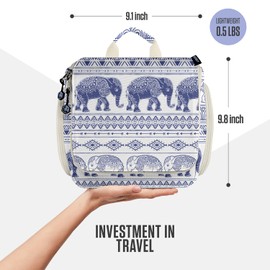 VENTURE 4TH Premium Hanging Travel Toiletry Bag for Women and Men - Mens Travel Bag Toiletry with Expandable Compartments and Detachable TSA Friendly Clear Pouch (Blue Elephant)