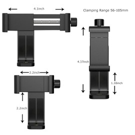 CAMBOFOTO SAB2XX Phone Holder/Vertical and Horizontal Tripod Mount Adapter Rotatable Bracket with 1/4 inch Screw, Selfie Stick, Camera Stand,Android Cell Phone, Adjustable Clip