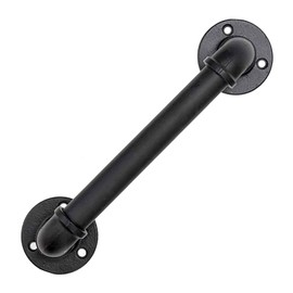 Gorssen Handrail for Stairs Indoor Outdoor Grab Bars Tubular Handfoot Railing Safety Railing Door Handle Stair Railing Holder with Brackets - Complete Set - Black, 30 cm