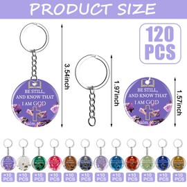 Janmercy 120 Pcs Acrylic Christian Keychain Floral Bible Verse Keychain Religious Scripture Gifts Jewelry Gifts for Women Men(Classic)