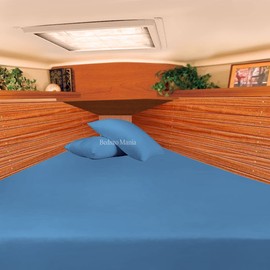 Universal After Berth 4 Piece Bed Sheet Set 600 TC Silky Soft & Smooth Egyptian Cotton Mediterranean Blue Solid Fits Upto 15” Inch Deep Pocket,Durable & Easy Washable