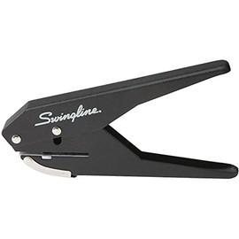 Swingline 74017 perforadora de 1 agujero, perforadora de 20 hojas de capacidad, alicates de baja fuerza, negro y plateado