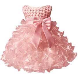 Jup'Elle Little Baby Girl Dress Flower Ruffles Party Wedding Pageant Princess Pink Dresses 18 Months