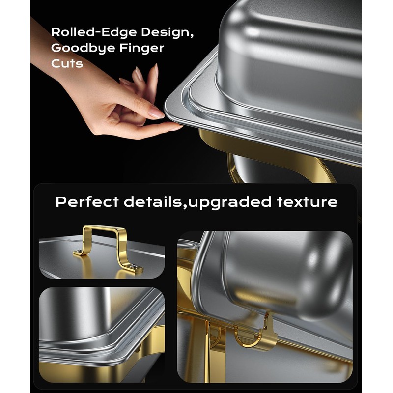 Chafing Dishes for Buffet 2 Pack, 9QT [Elegant Gold and
