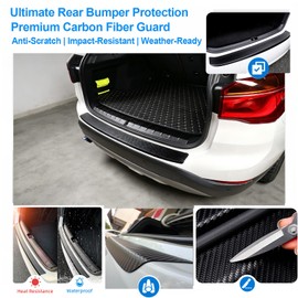 37.4"x2.56" Bumper Guard for Car, Carbon Fiber Leather Guard