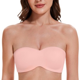 MELENECA Women's Strapless Bra for Large Bust Minimizer Unlined Bandeau with Underwire Blush 38G