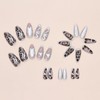 24PCS Y2K Gothic Press On Nails - Handmade Silver Foil