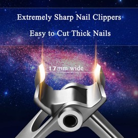 NAIL CLIPPERS FOR THICK NAILS - Clean 15mm wide jaw opening, nail file for thick nails, oversized stainless steel nail clipper cutter with extra large finger nail clippers for men