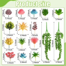 Augshy 16 Pack Artificial Succulents Fake Succulents Hanging String of Pearls Mini Artificial Succulent Plants for Indoor and Outdoor Office Home Garden Wedding Decoration