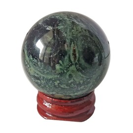 Lovionus89 40 mm Healing Crystal Ball Divination Sphere, Sculpture Home Decoration Fengshui Balls with Wooden Stand, Kambaba Jasper