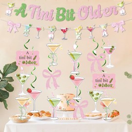 GDCELPA A Tini Bit Older Birthday Decorations Coquette Banner Pink Bow Garland Party Supplies for Girls