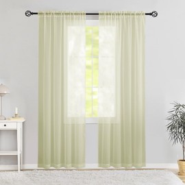Karseteli - Cortinas semitransparentes de gasa, 96 pulgadas de largo, 2 paneles con bolsillo para barra, tratamiento para ventana, para sala de estar, dormitorio, comedor (Verde Salvia 42" An x 96" La