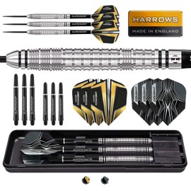 Harrows Combat 90% Tungsten Steel Tip Darts Set I 21g to 30g All Weights Available I Huge 17pcs Bundle with Spare Shafts, Prime Flights & Travel Case (30 grams)