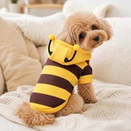 Cute Bee Pet Hoodie for Dogs - Soft Hooded Costume with 3D Antennae for Daily Wear, Photos & Parties