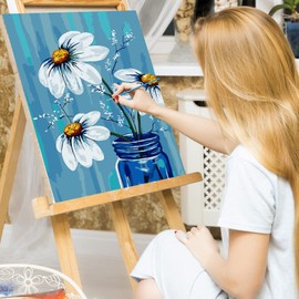 Ginkko Paint by Numbers for Adults Kids Beginners with Wooden Frame Easy Acrylic on Canvas 12x16 inch with Paints and Brushes, Vase Flower(Include Framed)