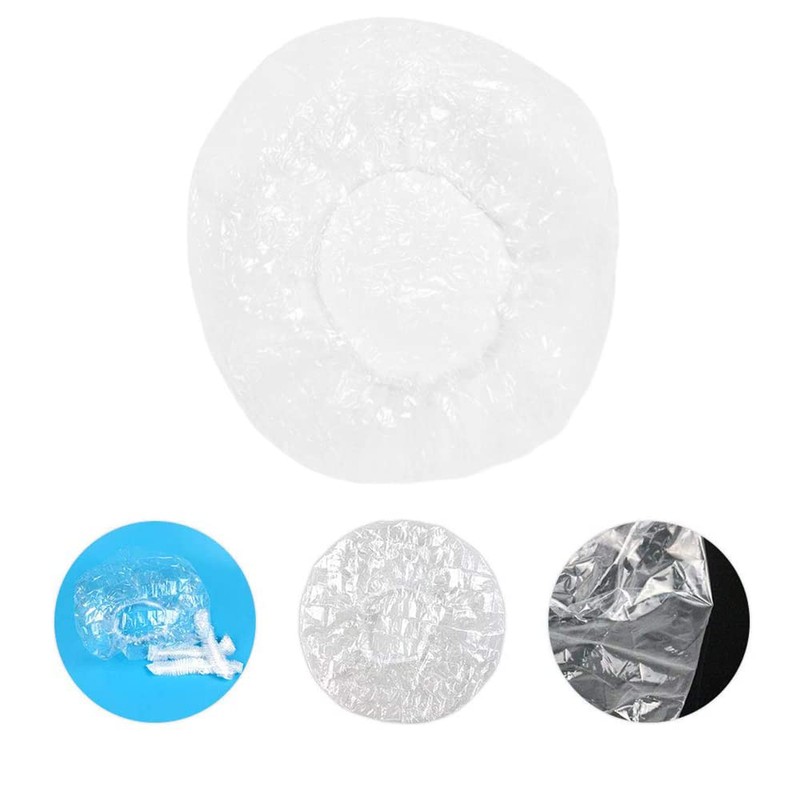 Disposable Shower Caps, Transparent, Pack of 100, Plastic Shower Caps,
