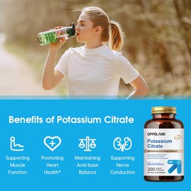 Potassium Citrate 99mg| Potassium Supplement | Potassium | Support Nerve & Muscle Function|200 Veggie Capsules