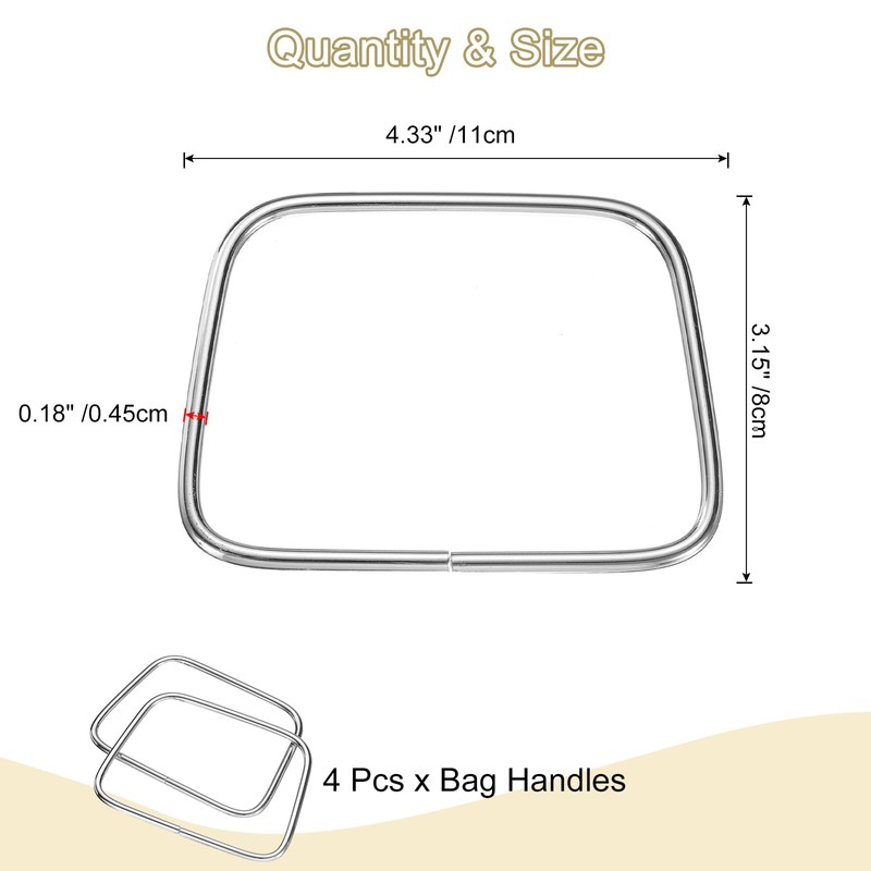 sourcing map 4Pcs Metal Purse Handle Trapezoid Handbag Ring Buckle