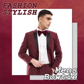 LHXzizizi Velvet Bow Ties for Men, Mens Oversized Bow Tie Pre-tied Bowtie for Men Grooms Suit Tuxedo Wedding Party Business (Red)