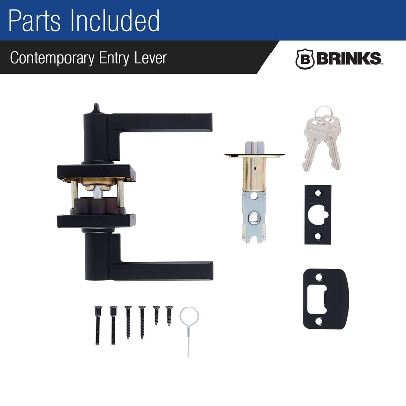 BRINKS – Contemporary Keyed Entry Door Lever, Matte Black -