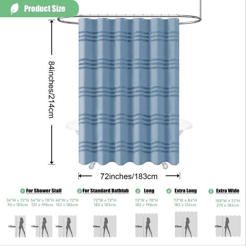 Dynamene Extra Long Shower Curtains 72 x 84 Inches Long