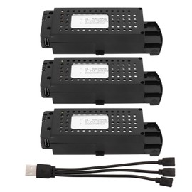 3 Pcs Lithium Battery for Remote Control Aircraft 3000mAh RC Aircraft Lithium Battery with Charging Cable for S6 G6 RC Planes