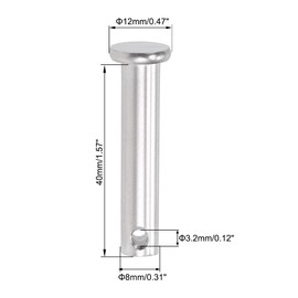 sourcing map Single Hole Clevis Pins - 8mm X 40mm Flat Head 304 Stainless Steel Link Hinge Pin 4Pcs