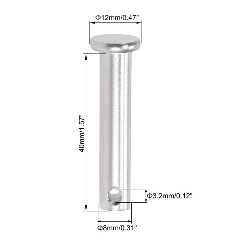 sourcing map Single Hole Clevis Pins - 8mm X 40mm