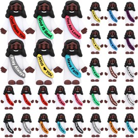 Bememo 25 Pcs Little Black Jesus Figures Original Design Mini Rubber Toys to Hide and Seek Religious Party Favors Sunday School Baptism Gifts