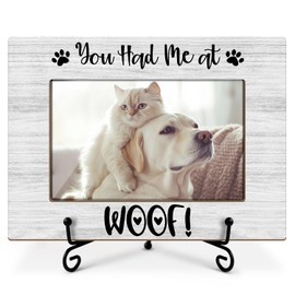 Dog Picture Frame, You Had Me At Woof, Picture Gifts For Women Wife Friend, Wooden Picture Frame For Keepsake Birthday Holiday, 4X6 Photo Frame With Stand -29