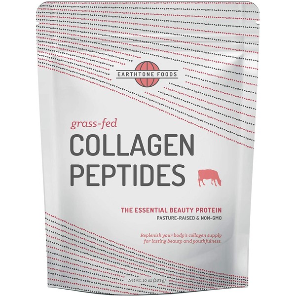 Earthtone Collagen Peptides Powder (10 oz) | Paleo-Friendly Hydrolyzed Grass-Fed Non-GMO Powdered Protein
