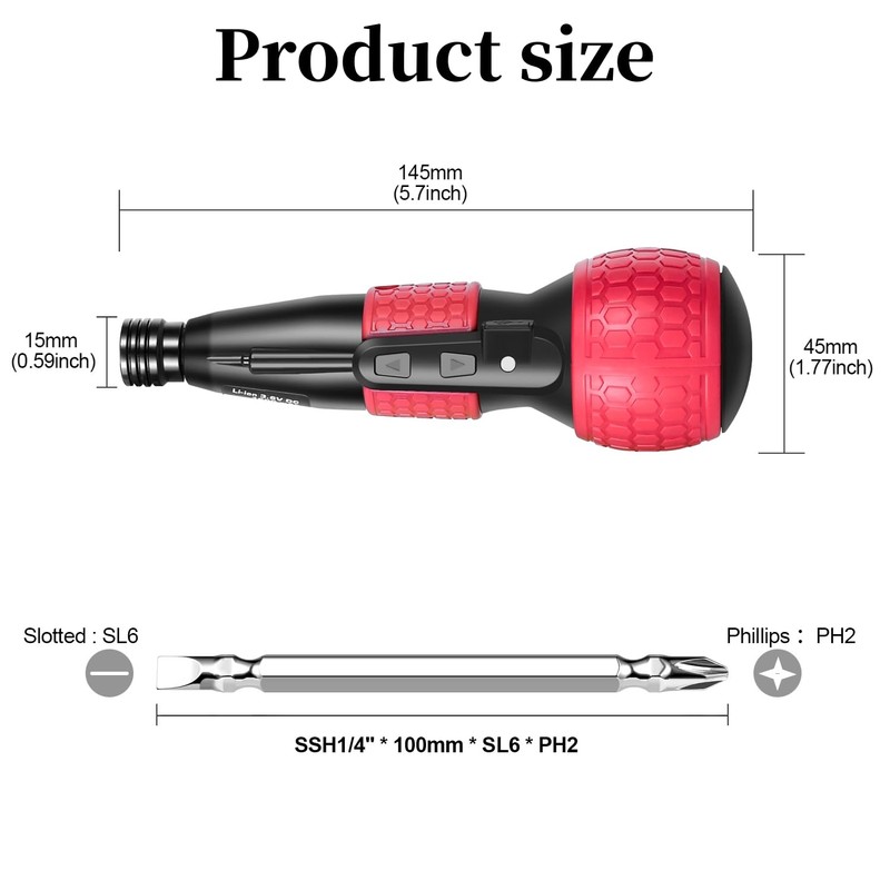 3.6V Cordless Electric Screwdriver, 1pc Magnetic Dual-Head Rust-Proof Electroplated Pearl
