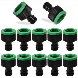 Dokeno Garden Tap Connector 1/2 Inch and 3/4 Inch BSP 2-in-1 Gardena Tap Connector Plastic Hose Connector for Taps with Thread Pack of 10