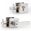 Probrico Square Entrance Lever with Double Cylinder Deadbolt Set Keyed