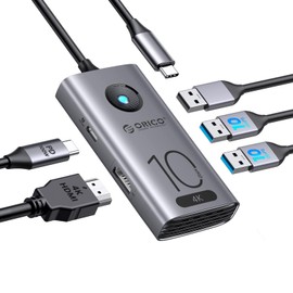 10Gbps USB C Hub,ORICO 5-in-1 USB-C Laptop Docking Station to 4K@60Hz HDMI,2×USB 3.2 10G,USB 2.0,100W PD for Dell/Surface/HP/Lenovo Laptops
