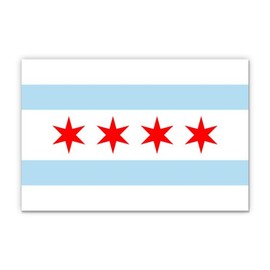 Squiddy Chicago Illinois Flag - Vinyl Sticker - Large Size (11" Wide)