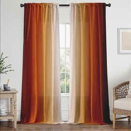 XFLINGBAO Burnt Orange Curtains 96 Inch Length for Living Room 2 Panel Set Burnt Orange and Terracotta Window Curtain Rust Orange Ombre Light Filtering Curtains Modern Abstract Drapes