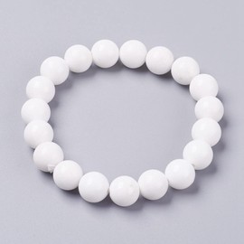 Hemasa White Colour Malaysian Jade Beads Stretch Bracelet for Girls/Woman