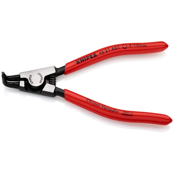 KNIPEX Tools - Circlip Pliers, External, 90 Degree Angled, Forged Tip, 1/8"-25/64" Shaft Dia. (4621A01), 5.00 , Black