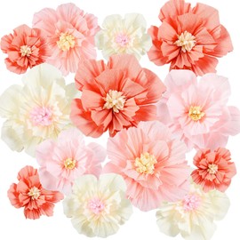 Cholemy 36 Pcs Tissue Paper Flowers, Fiesta Crepe Paper Flowers Decorations for Wedding Party Baby Shower Bridal Nursery Wall Decor(Elegant Color)