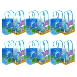 TINYMILLS Sealife Animals Party Favor Treat Bags-Sealife Goody Bags with Handles for Birthday Party Pack of 12